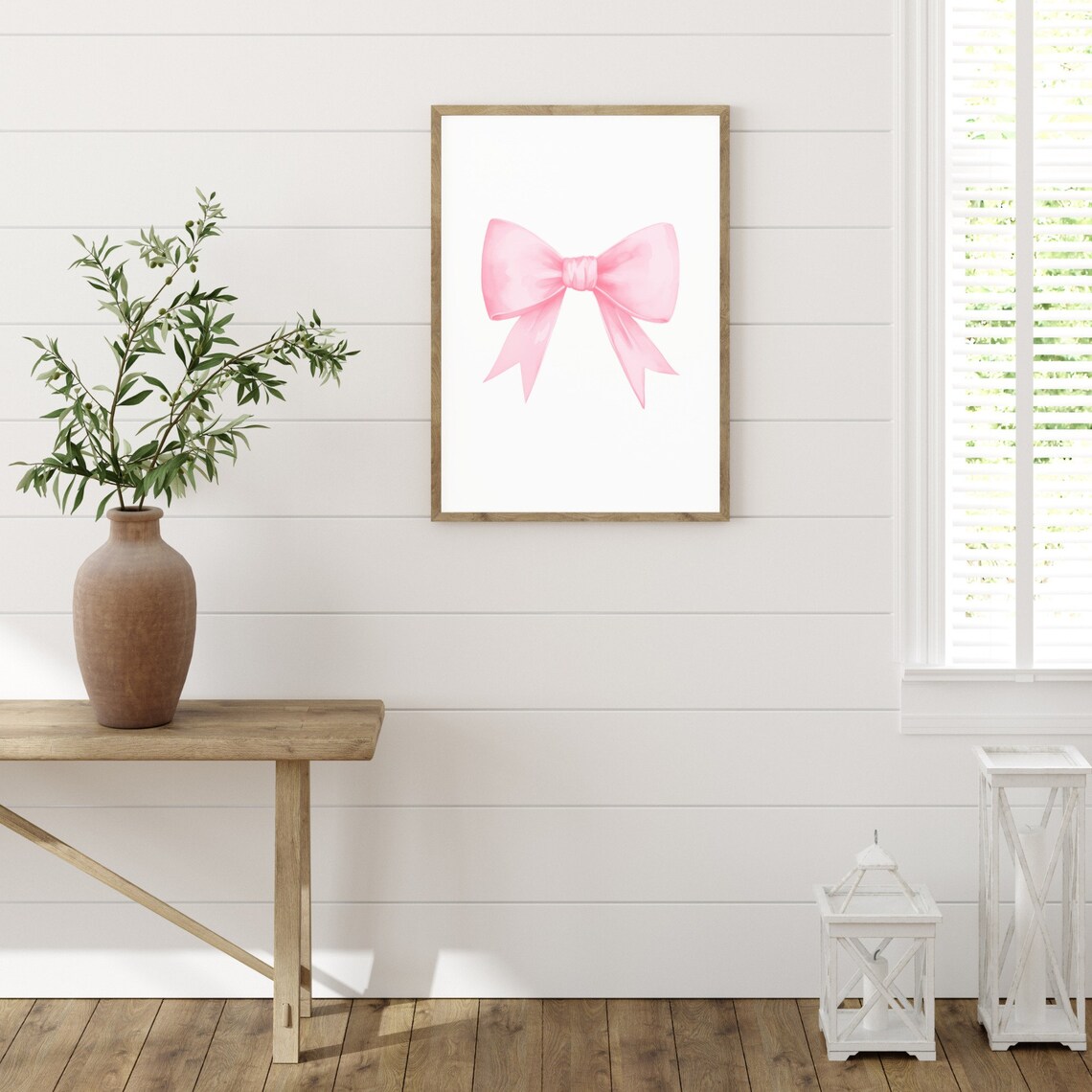 Sweet Pink Ribbon Bow Watercolor Soft Minimalist Coquette Poster - Image 4