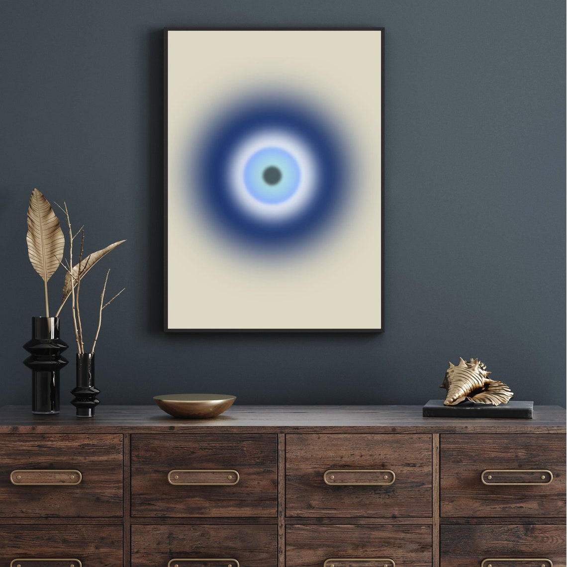 Blue Evil Eye Aura Gradient Boho Spiritual Protective Poster - Image 2