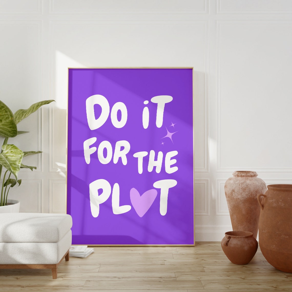 Do It for the Plot Purple Heart Retro Motivational Quote Poster - Image 3