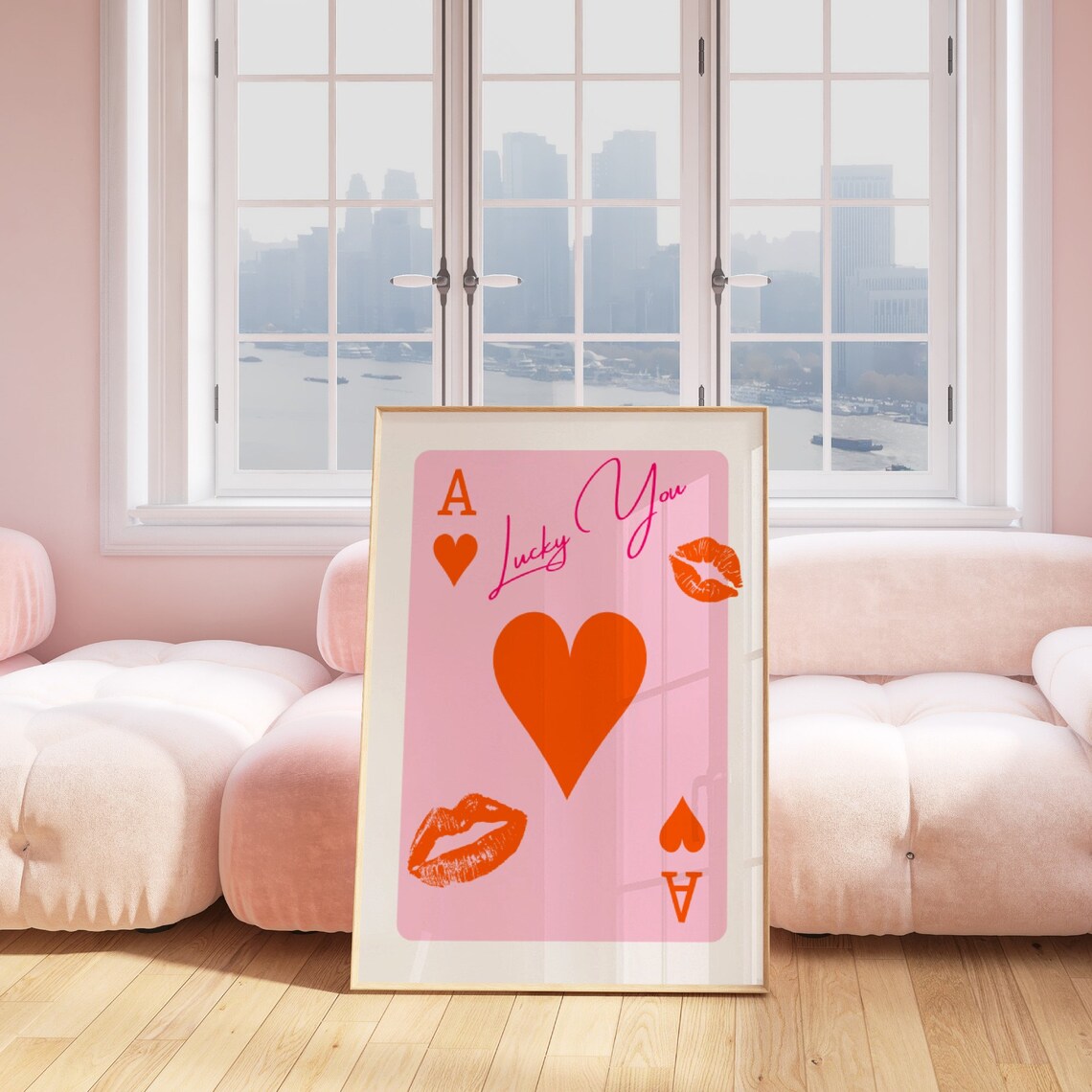 Trendy Retro Wall Art Lucky You Poster Trendy Aesthetic Print Believe In Your Luck Prints Ace Of Hearts Print Preppy Wall Art - Image 2
