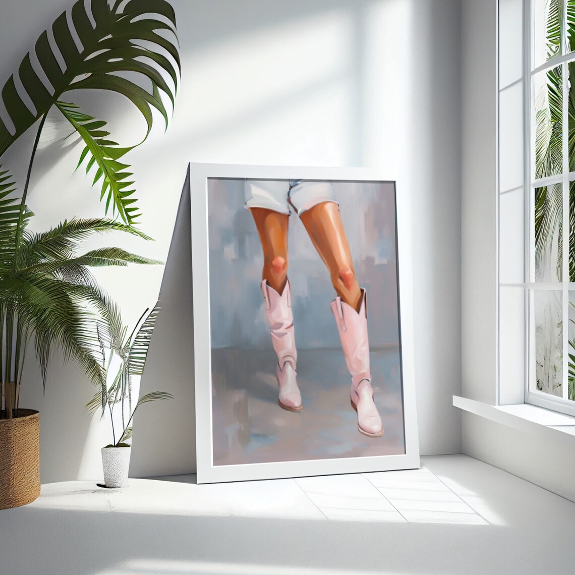 Pink Cowboy Boots Painting Coastal Western Cowgirl Wall Poster - Image 2