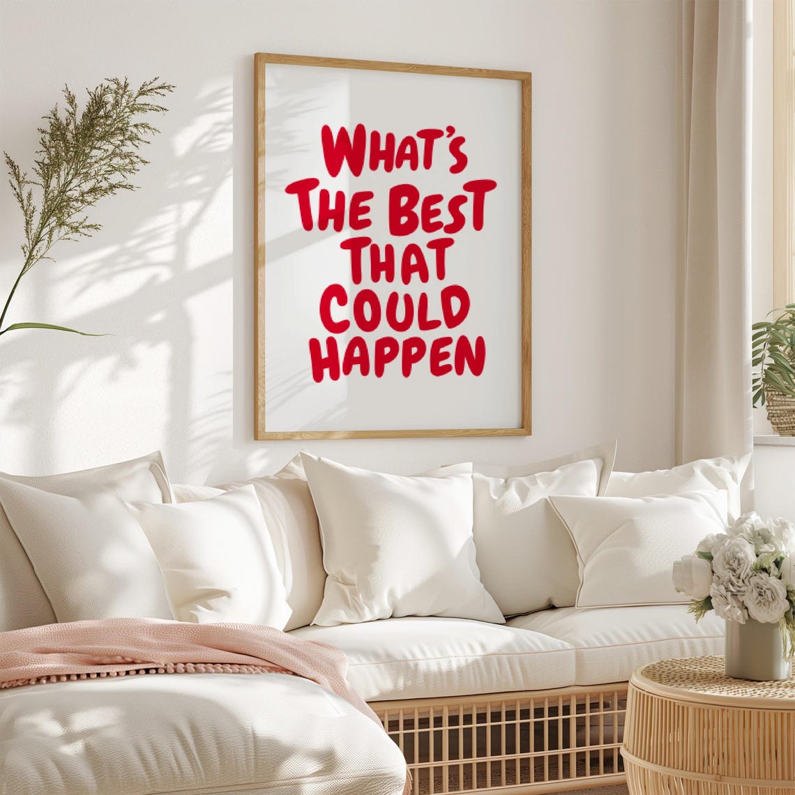 What's the Best That Could Happen Red Quote Uplifting Decor Poster Art - Image 2