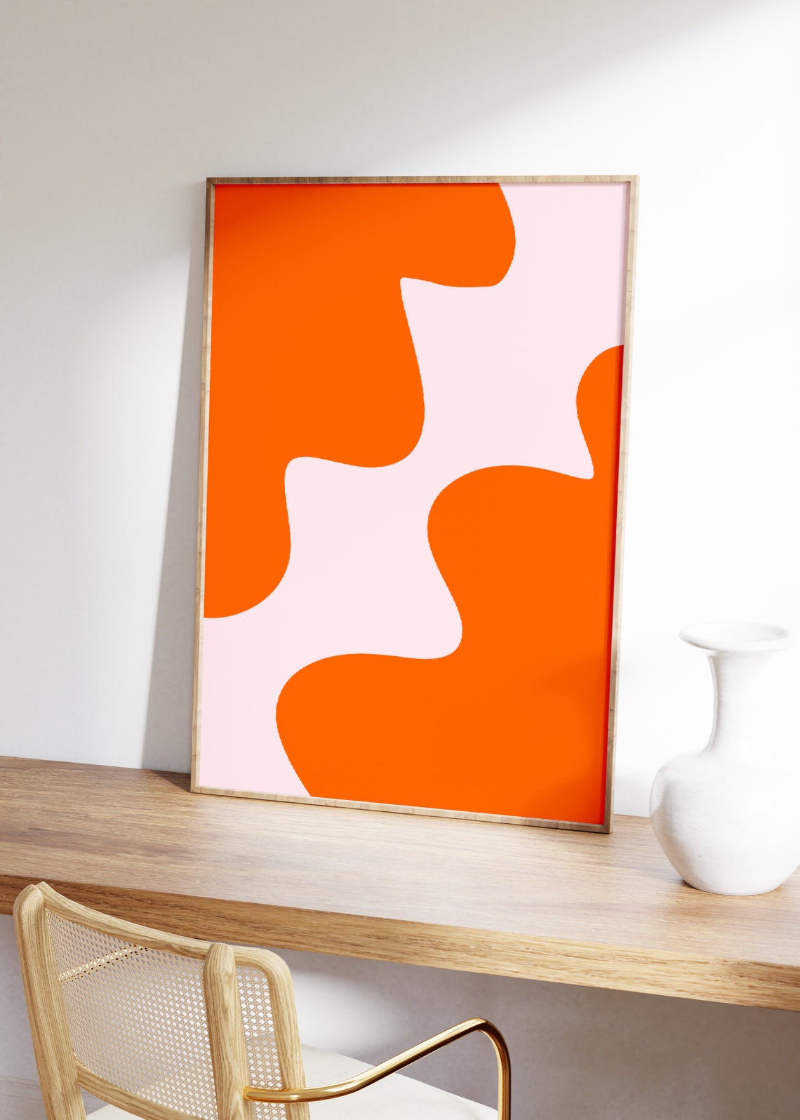 Burnt Orange Wavy Abstract Organic Shape Groovy Retro Poster - Image 3