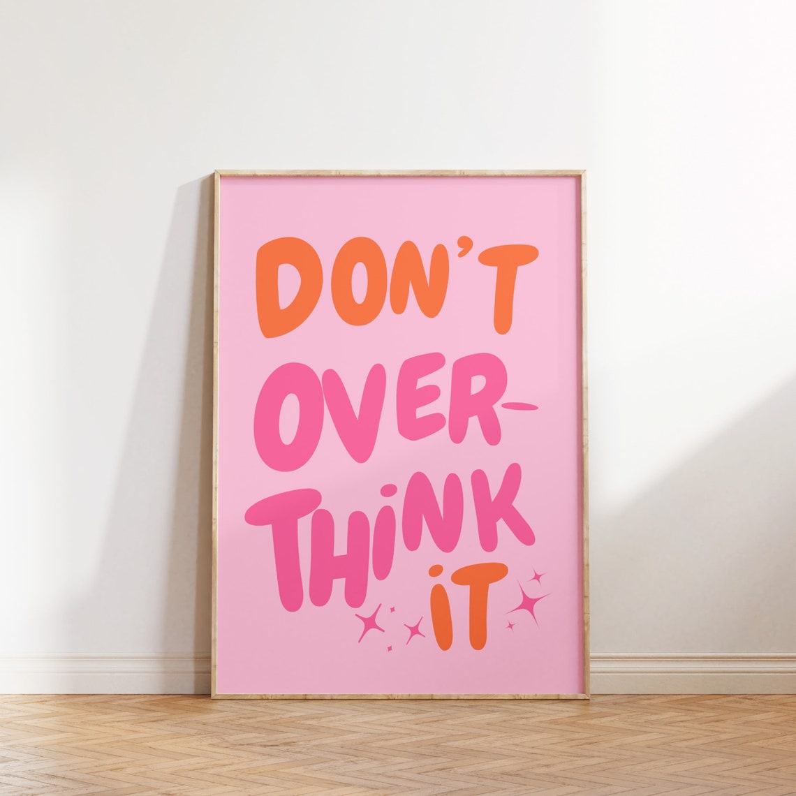 Do Not Overthink It Retro Bubble Letter Girly Pink Quote Poster - Image 2