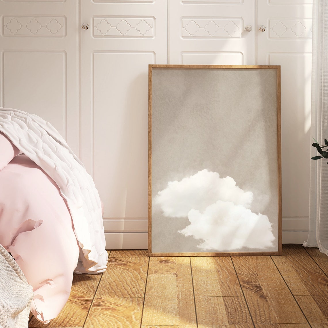 Beige Cloud Abstract White Sky Minimalist Neutral Calm Room Poster - Image 3