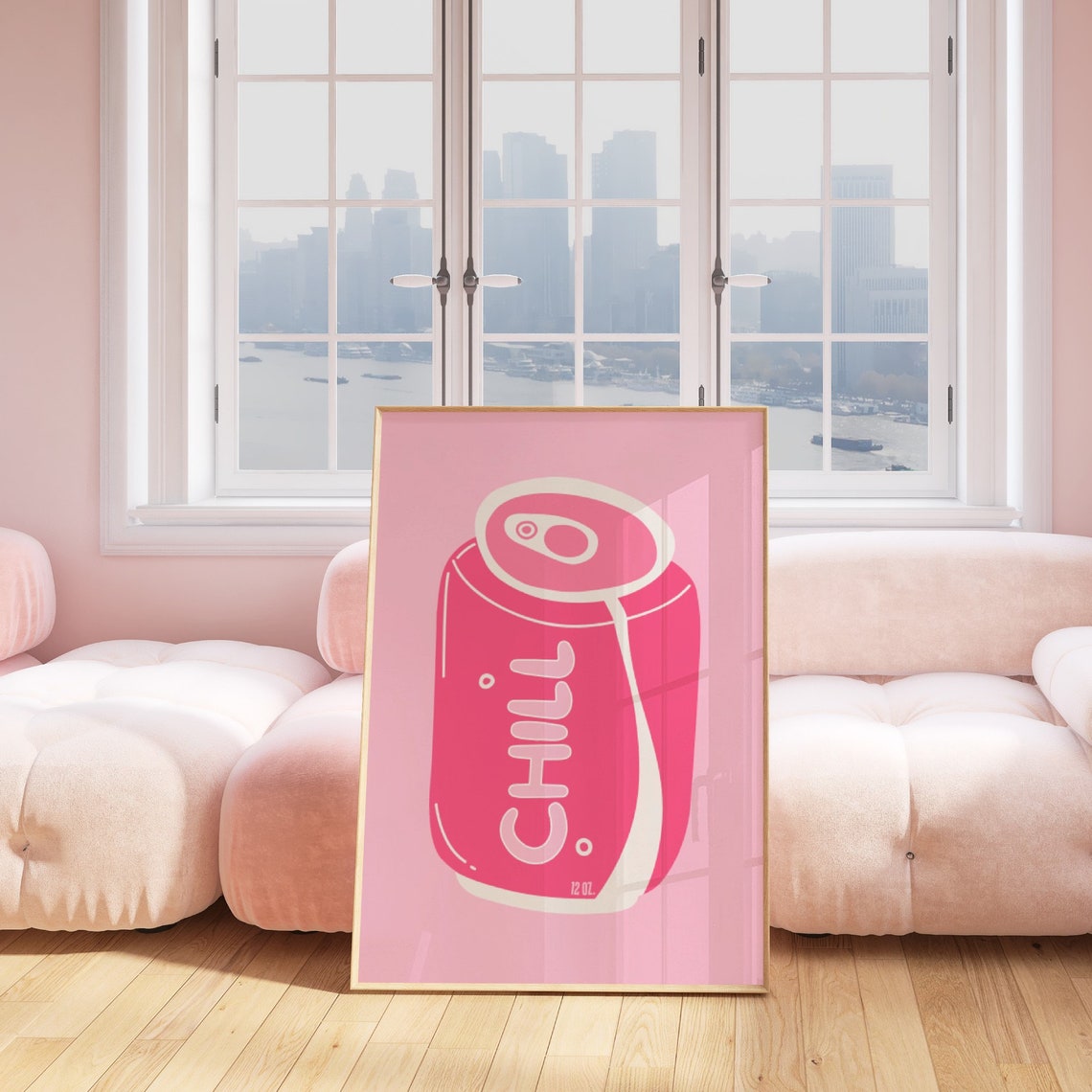 Pink Chill Print Pink Preppy Room Decor Girly Monochrome Poster Wall Decor Dorm Room Art Trendy Wall Art Teen Girl Bedroom - Image 3
