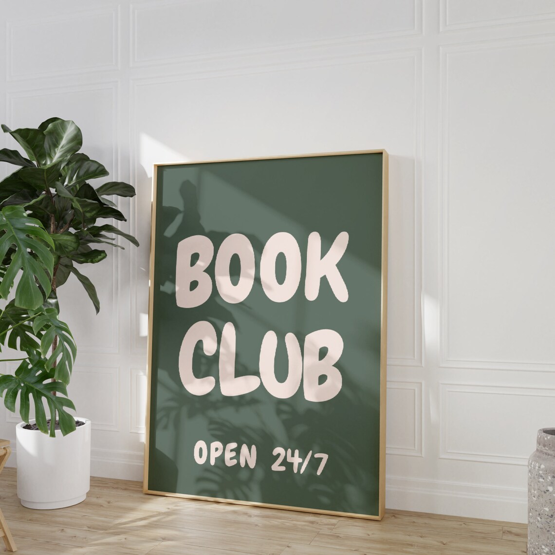 Vintage Book Club Open 24/7 Dark Green Library Reading Poster - Image 3