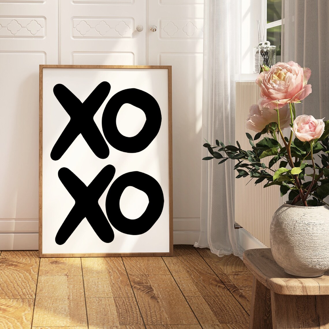 Xoxo Xo Print, Black White Preppy Typography - Image 2