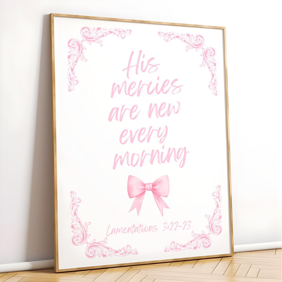 Modern Christian Art Scripture Wall Art His Mercies Are New Every Morning Pink Christian Wall Art Bible Verse Prints - Image 3