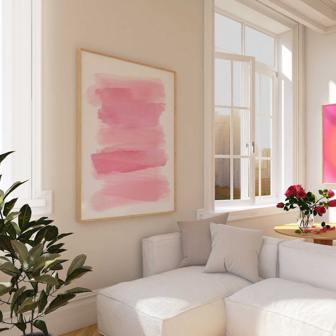 Blush Pink Brush Strokes Abstract Art Print - Image 2