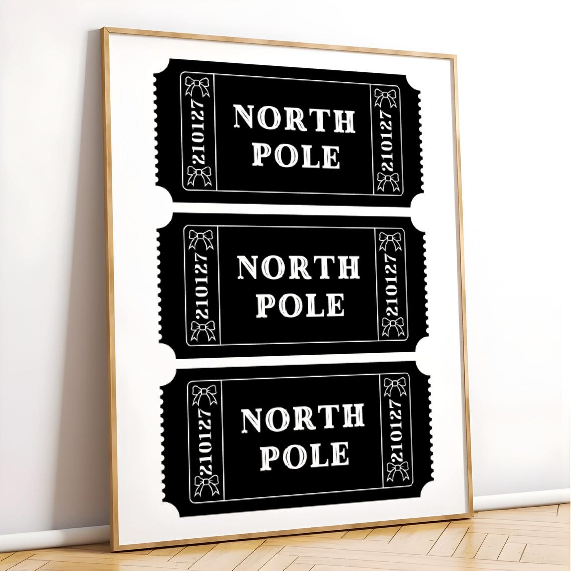 North Pole Ticket Black Vintage Retro Christmas Holiday Poster - Image 3