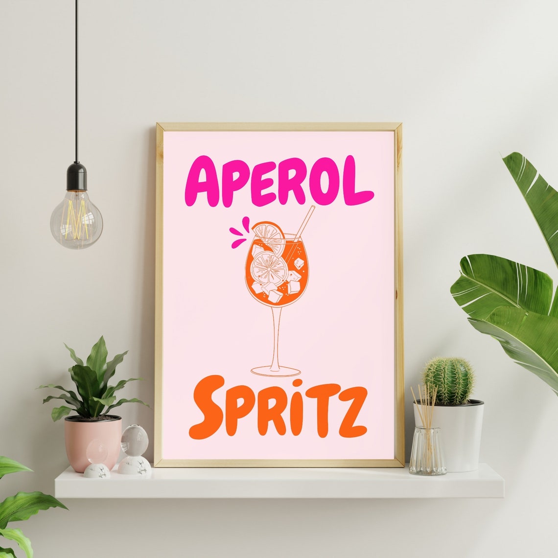 Aperol Spritz Cocktail Bar Cart Illustration Pink Retro Drink Poster - Image 3