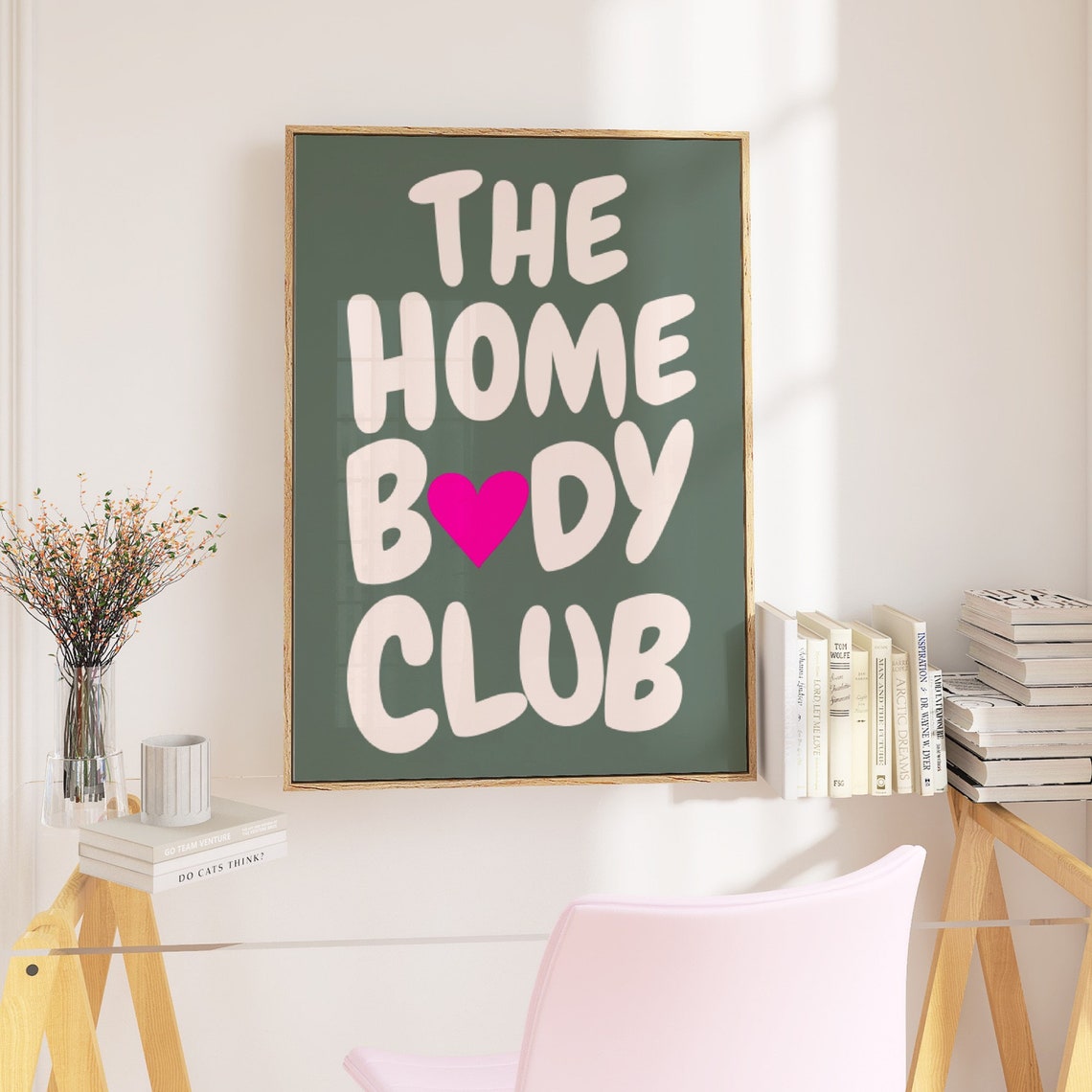 The Homebody Club Print Neutral Retro Print Trendy Quote Print Sage Green Print The Homebody Club Poster Cozy Motivation Art - Image 3