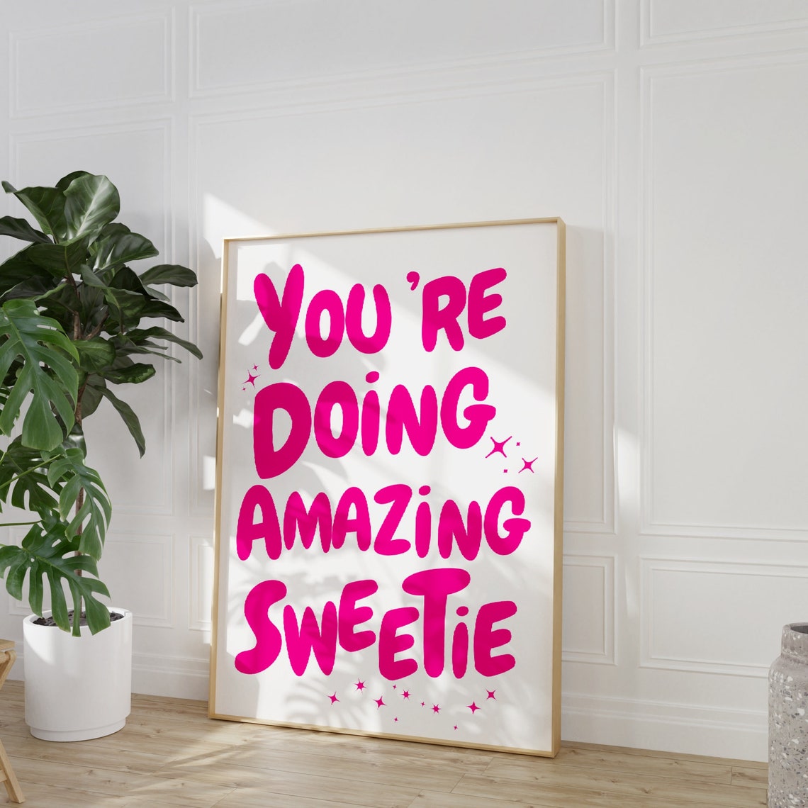 Youre Doing Amazing Sweetie Print Affirmation Wall Art Teen Girl Room Decor Retro Poster Trendy Art Pink Preppy Dorm Decor - Image 2