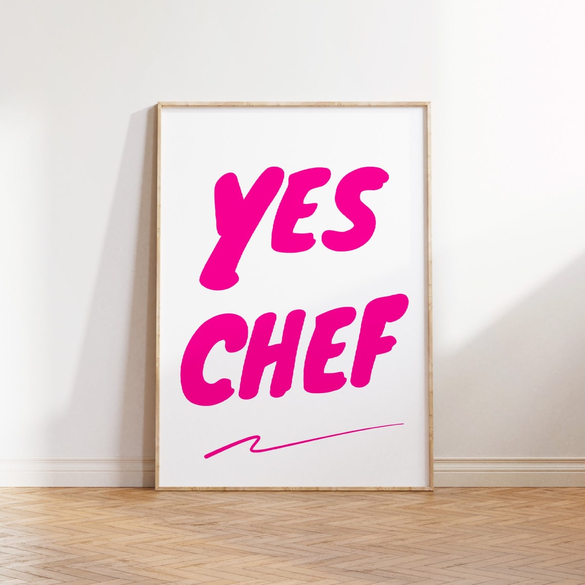 Yes Chef Hot Pink Chunky Lettering Bold Fun Kitchen Statement Poster - Image 2