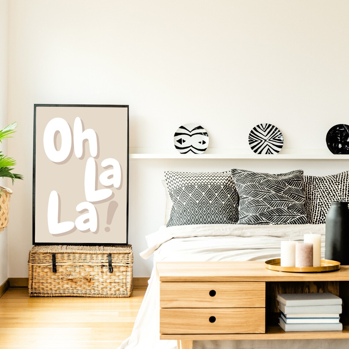 Oh La La Print Oh La La French Quote Print Typography Poster French Phrase Wall Art Beige Valentine Gift French Saying Poster - Image 2