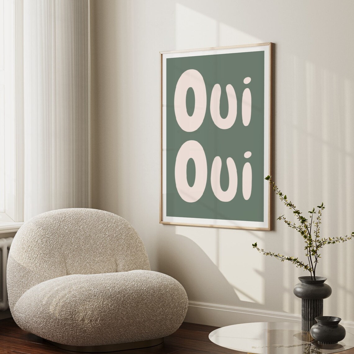 Oui Print Minimalist French Typography Wall Art - Image 3
