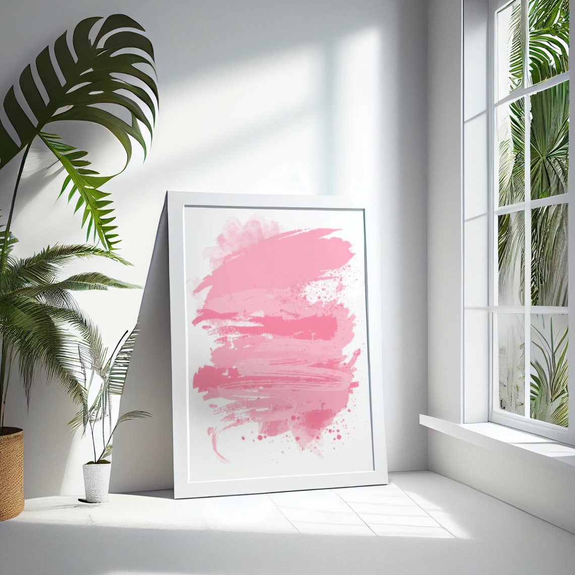 Blush Pink Brush Stroke Abstract Watercolor Pastel Art Poster - Image 4