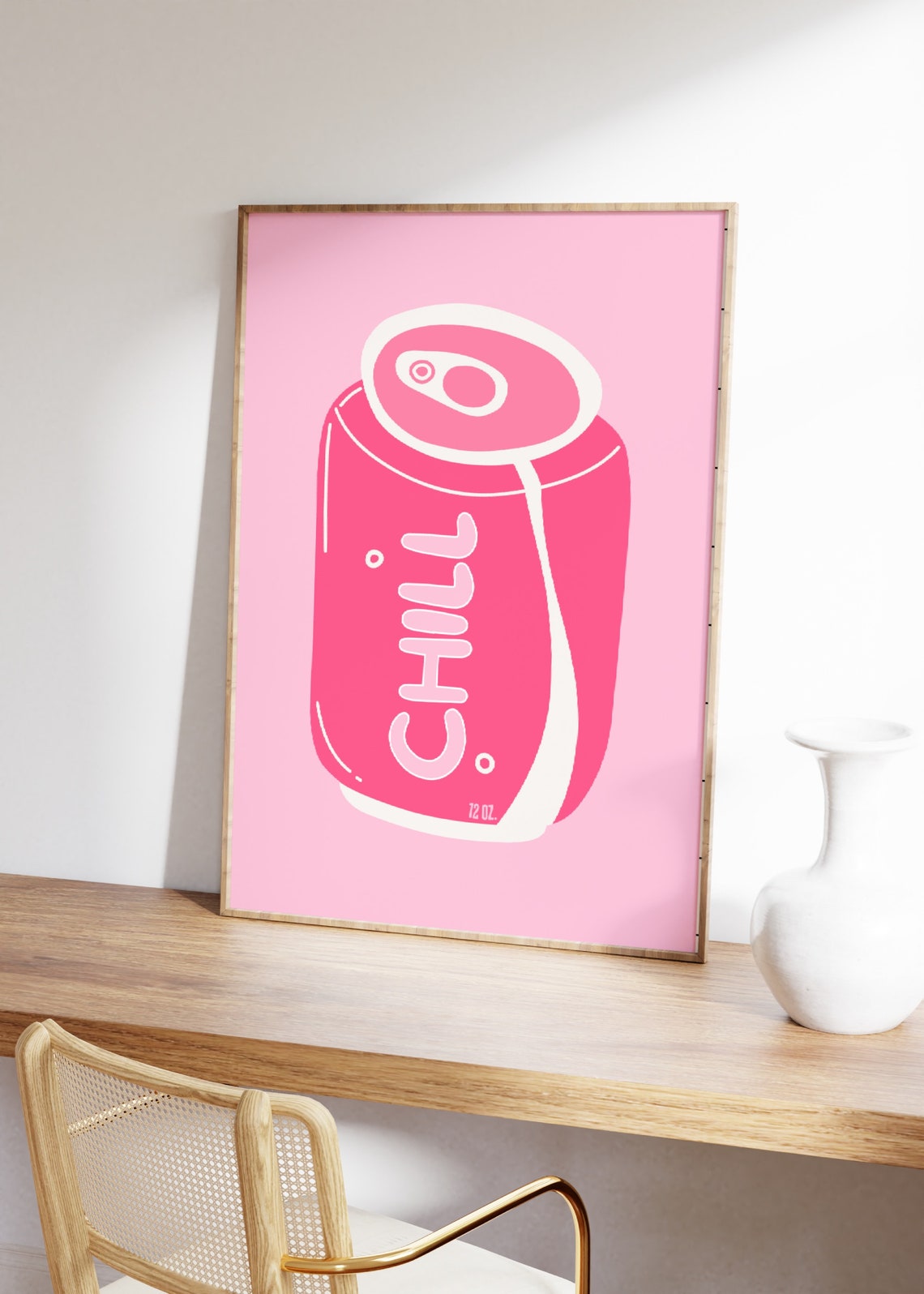 Pink Chill Print Pink Preppy Room Decor Girly Monochrome Poster Wall Decor Dorm Room Art Trendy Wall Art Teen Girl Bedroom - Image 2