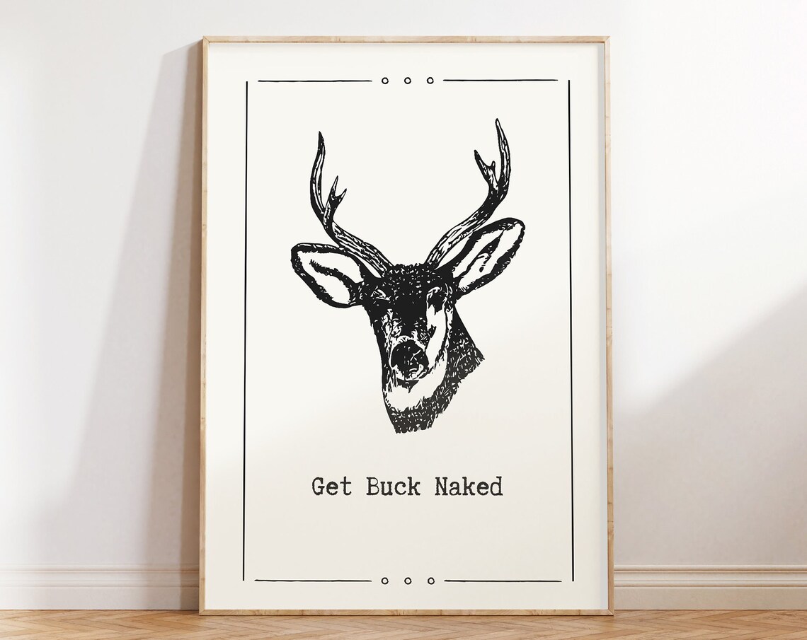 Vintage Retro Deer Bathroom Art Print, Minimalist