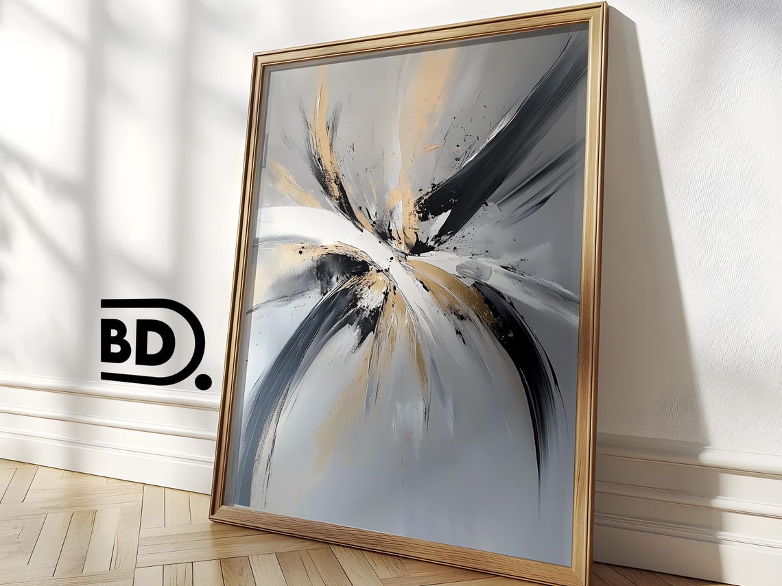Abstract Wall Art Black And Brown Minimalist Print Neutral Japandi Gallery Decor Elegant Brushstroke Artwork - Image 3