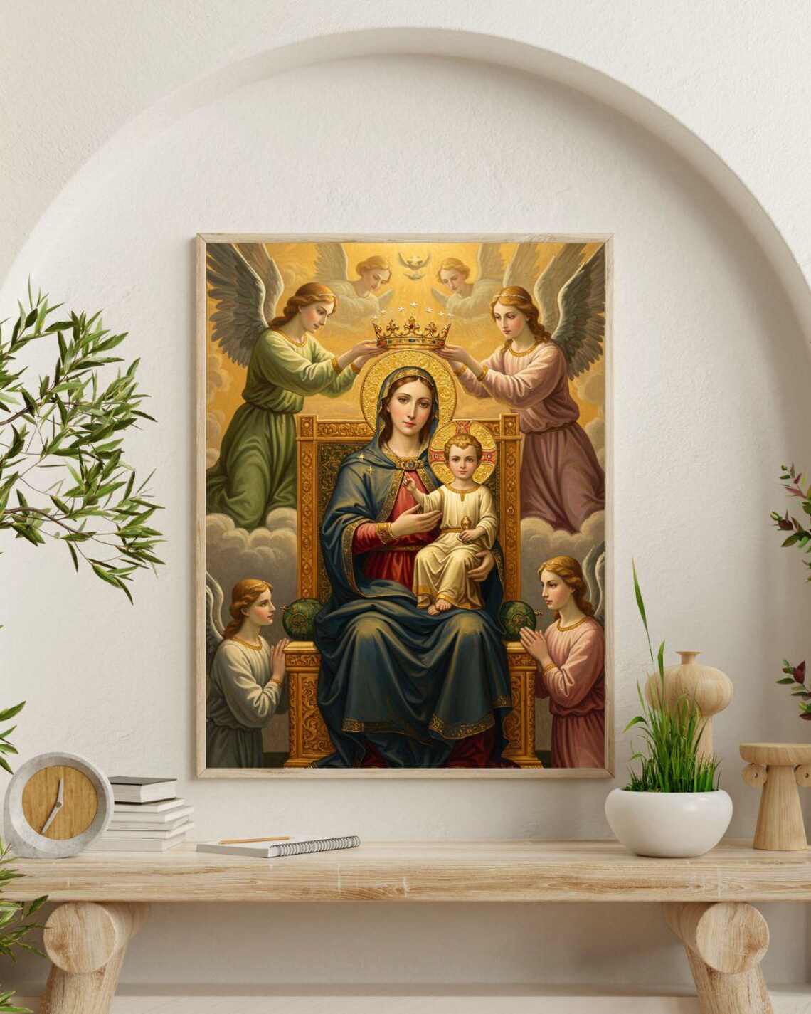 Coronation of the Virgin Mary with Child Jesus and Angels Poster - Image 4