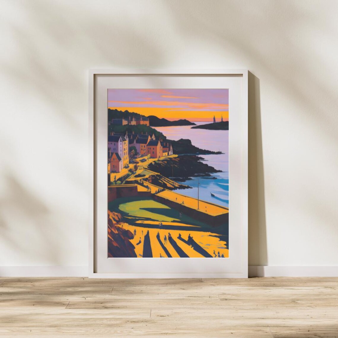 Charming Coastal Harbor Town At Sunset In Warm Colors Travel Poster