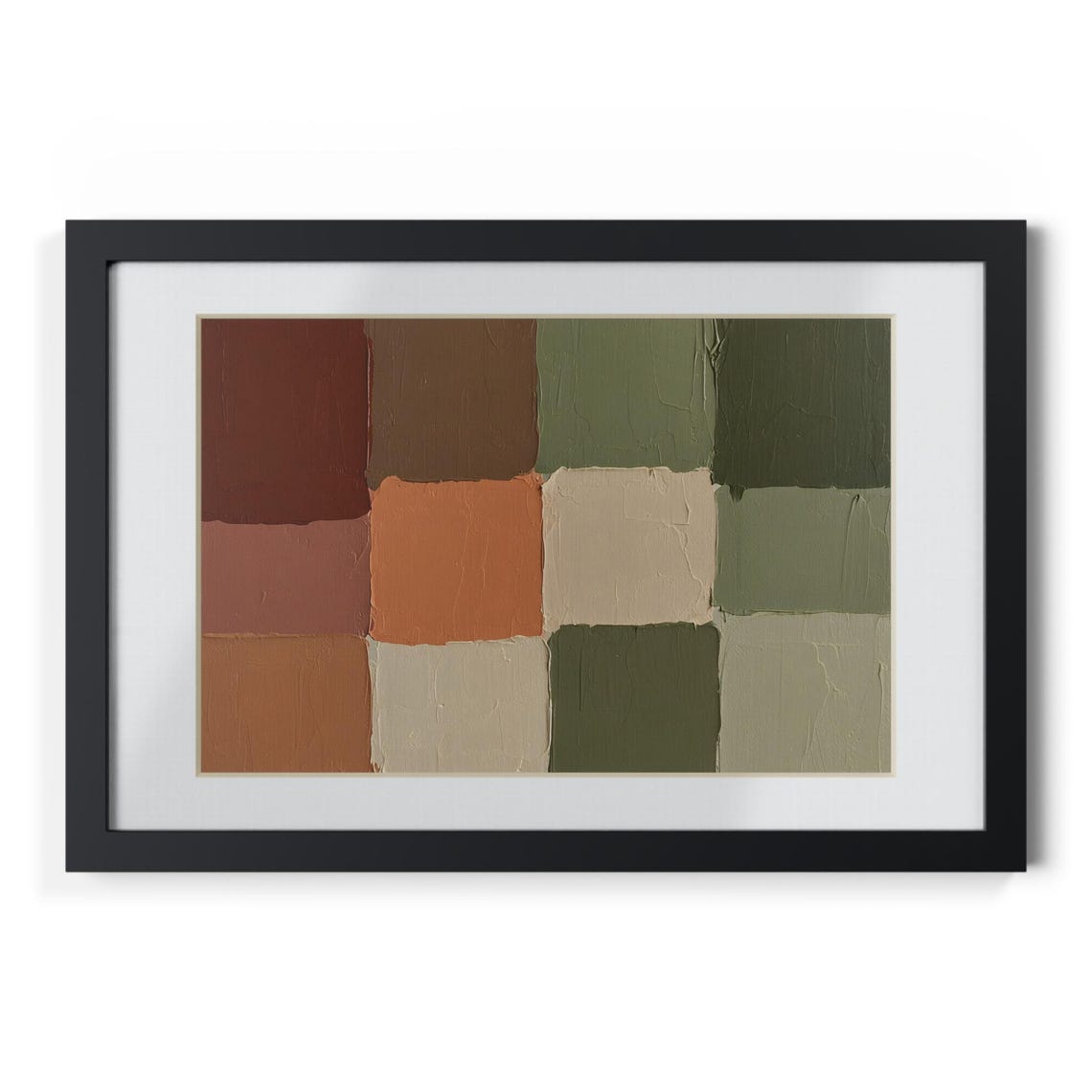 Calm Earthy Checkerboard Blocks Minimalist Abstract Art Poster - Image 4