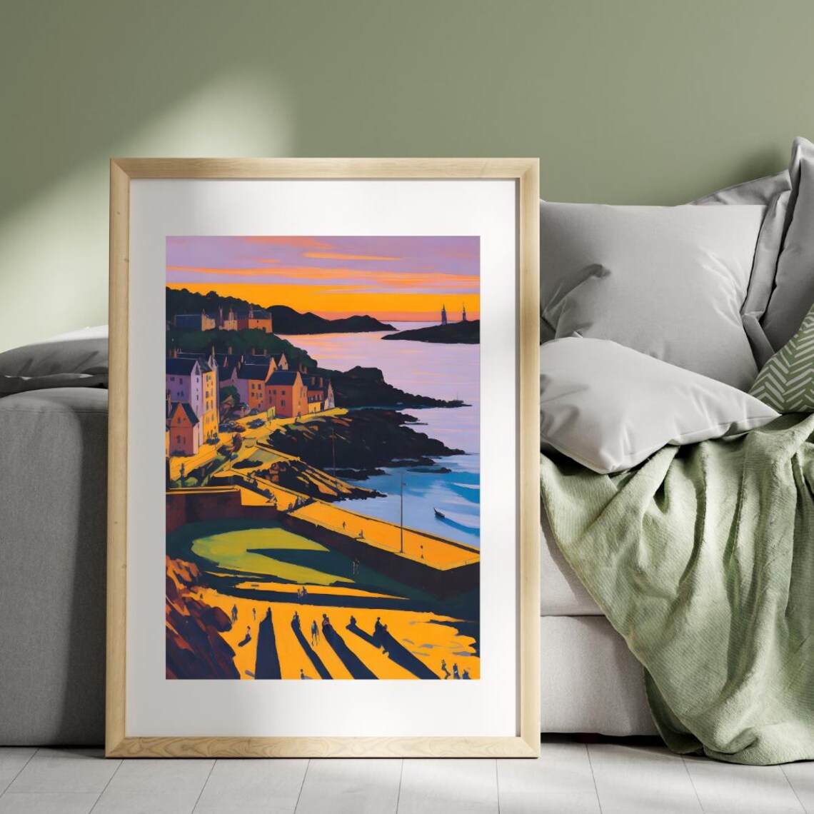 Charming Coastal Harbor Town At Sunset In Warm Colors Travel Poster - Image 2