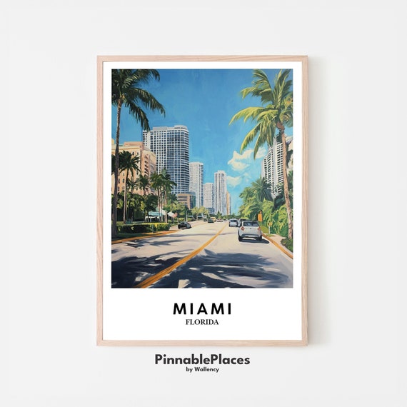 Miami Art Print Tropical Cityscape Painting File
