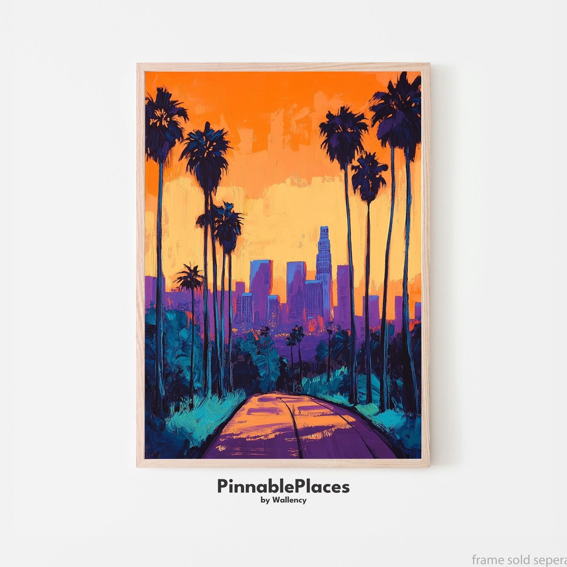 Los Angeles Skyline Print Gouachestyle Travel Poster File