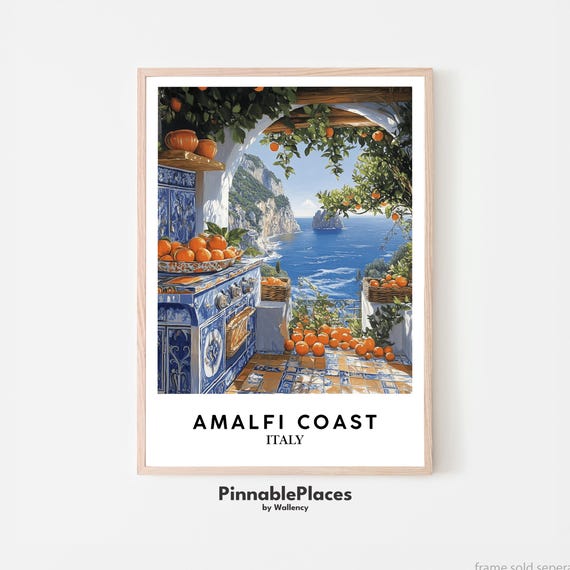 Amalfi Coast Watercolor Print Italy Lemon Tree Art File