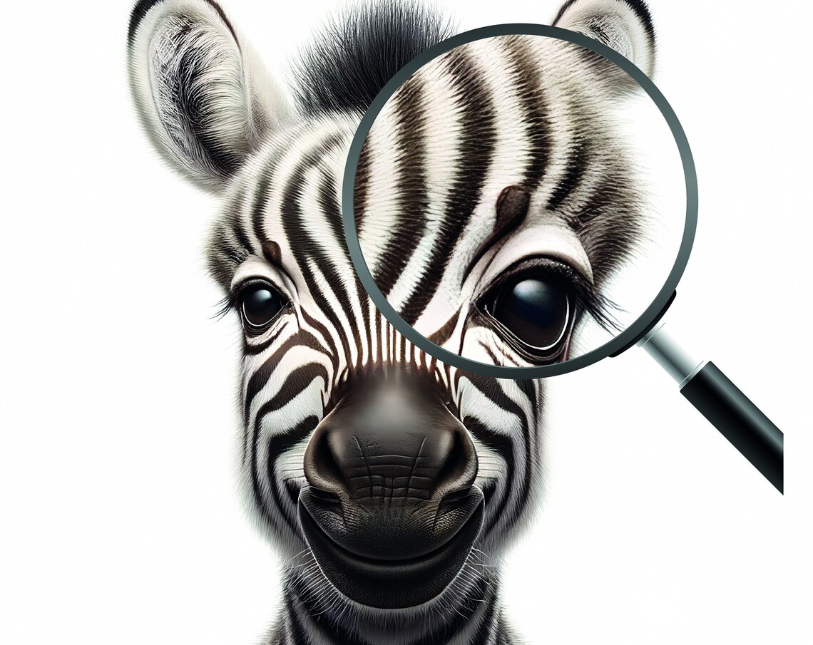 Baby Zebra Portrait Safari Animal Print Nursery Kids Room Black White Art - Image 3