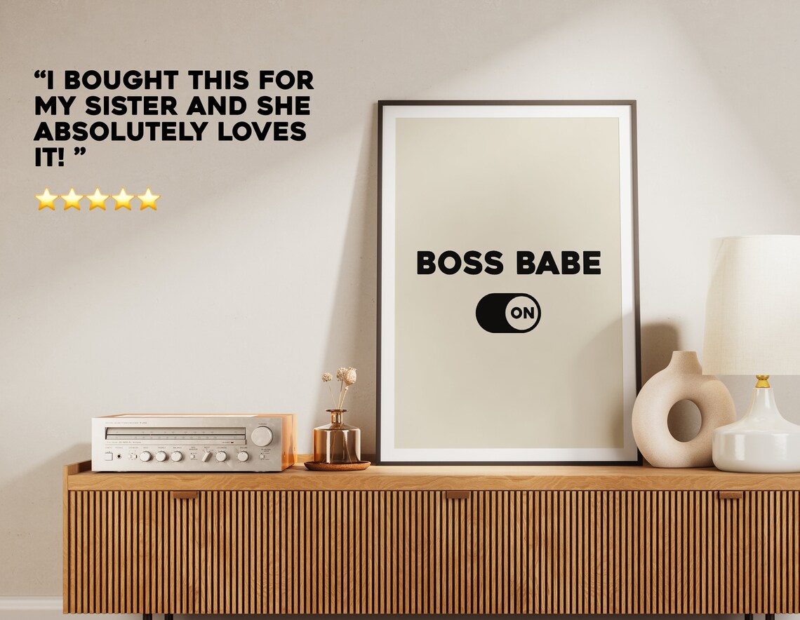 Boss Babe On Switch Motivational Poster Minimalist Pink Girl Boss Decor - Image 2