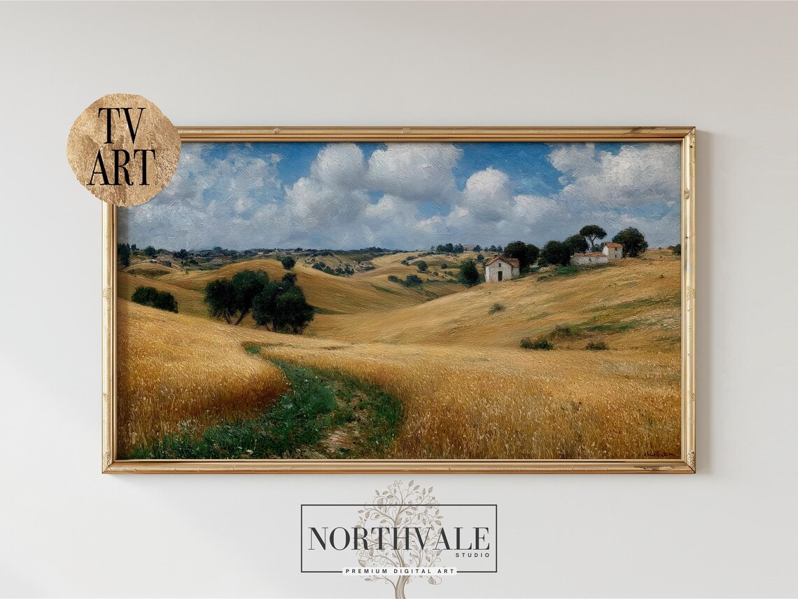 Rustic Countryside Field Art Print, Tranquil Landscape