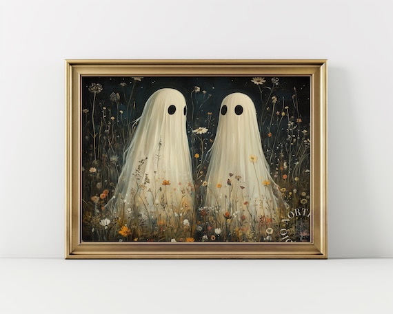 Halloween Cute Ghosts Print Decoration Spooky Wall Decor Rustic Art For Fall 84