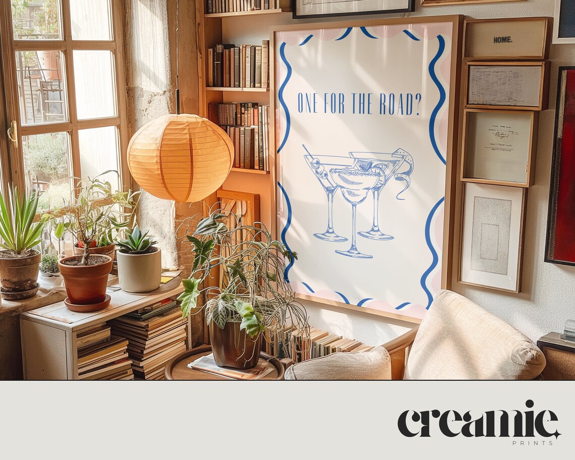 One For The Road Cocktail Print, Retro Maximalist - Image 5