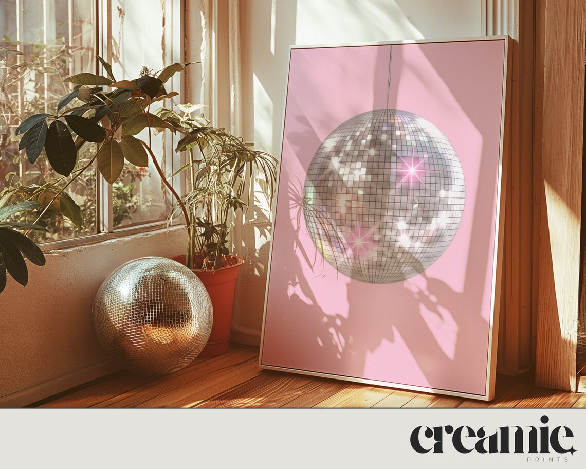 Disco Ball Maximalist Retro Art Print, Pink - Image 5