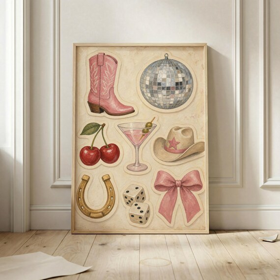 Pink Cowgirl Boots - Western Coquette Decor