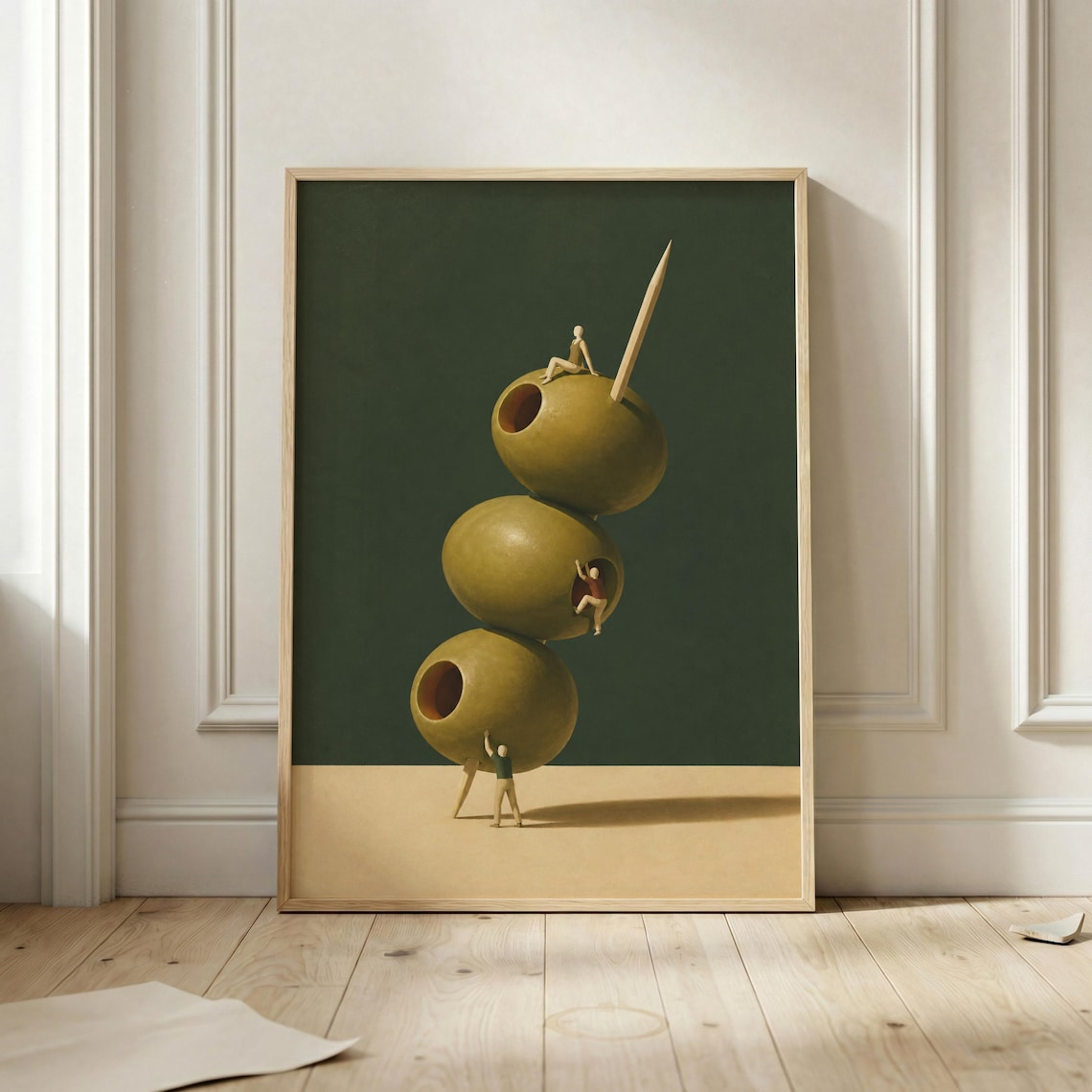 Surreal Olive Art Print, Minimalist Kitchen Decor