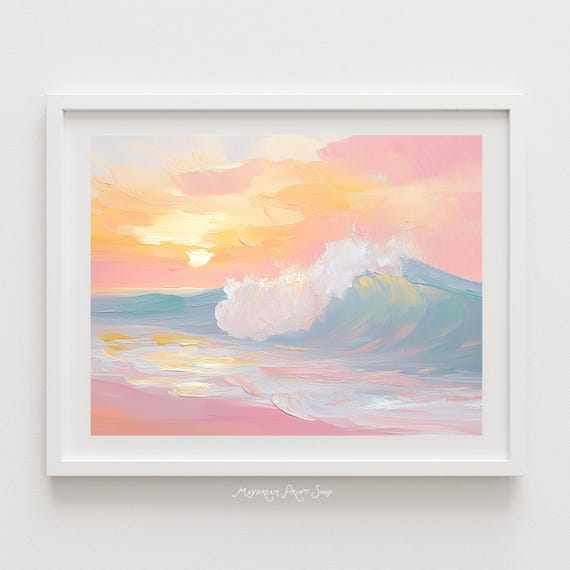 Abstract Pastel Beach Wave Seascape Art Print