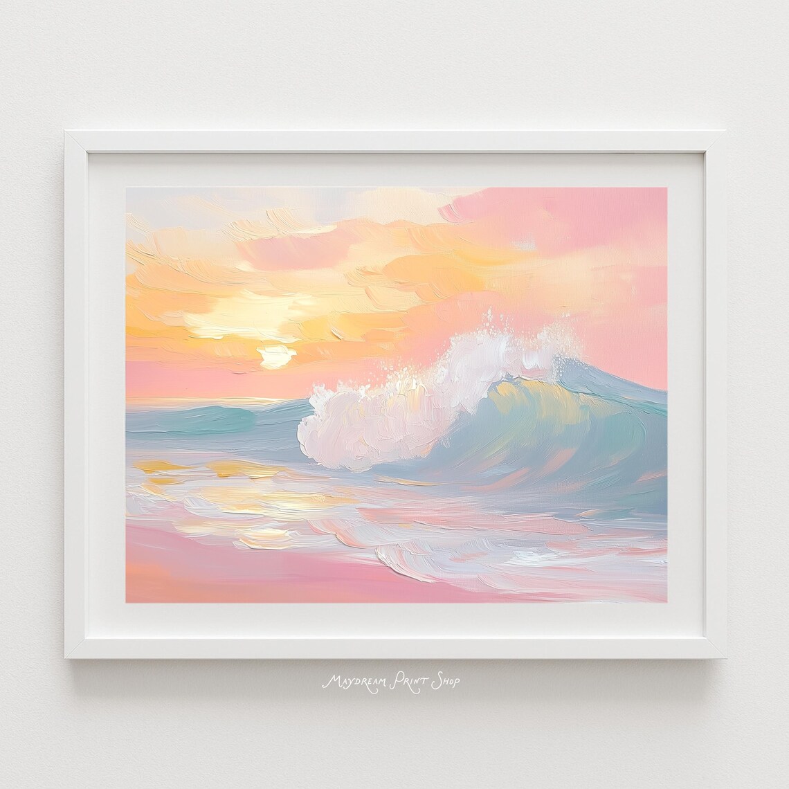 Abstract Pastel Beach Wave Seascape Art Print