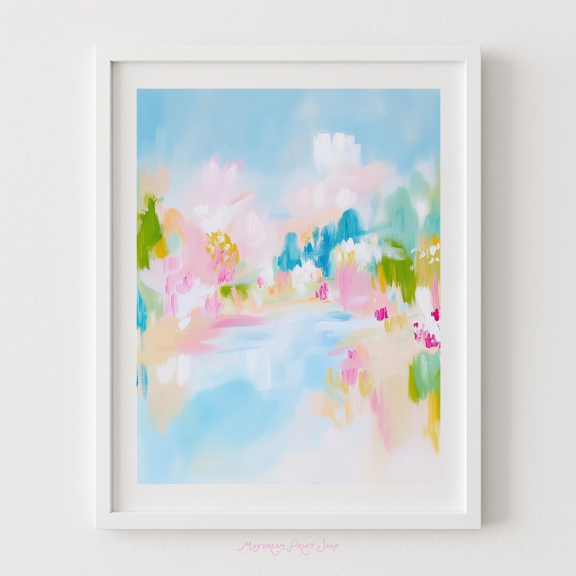 Abstract Pastel Landscape Art Print, Floral Impressionist