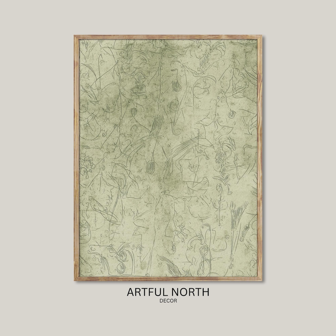 Sage Green Vintage Grandmillennial Oil Painting Art Print
