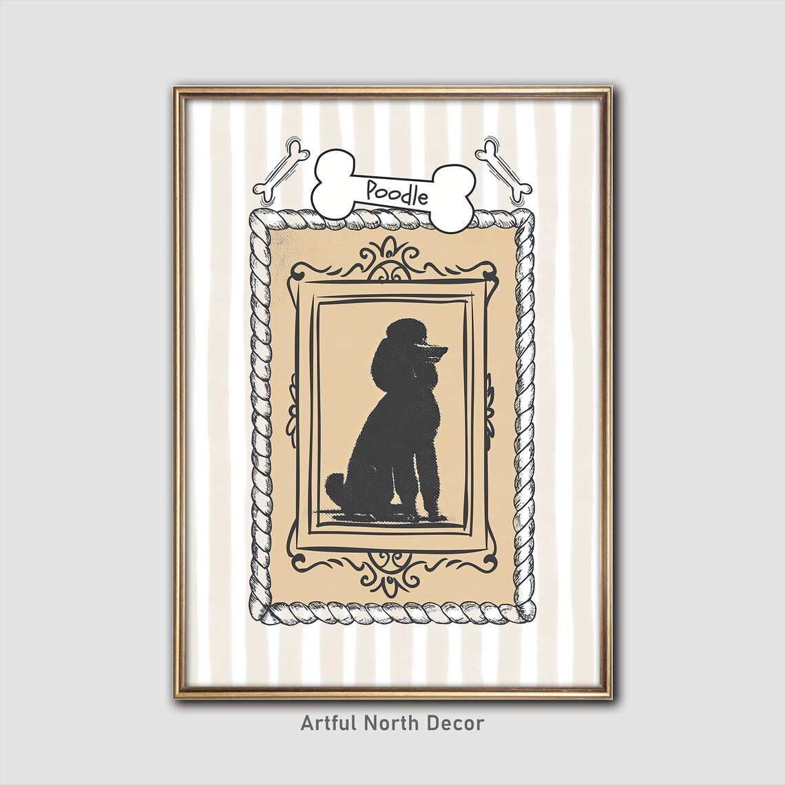 Vintage Poodle Print, Grandmillennial Dog Art
