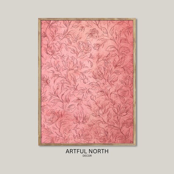 Pink Floral Botanical Print Vintage Farmhouse Wall Art