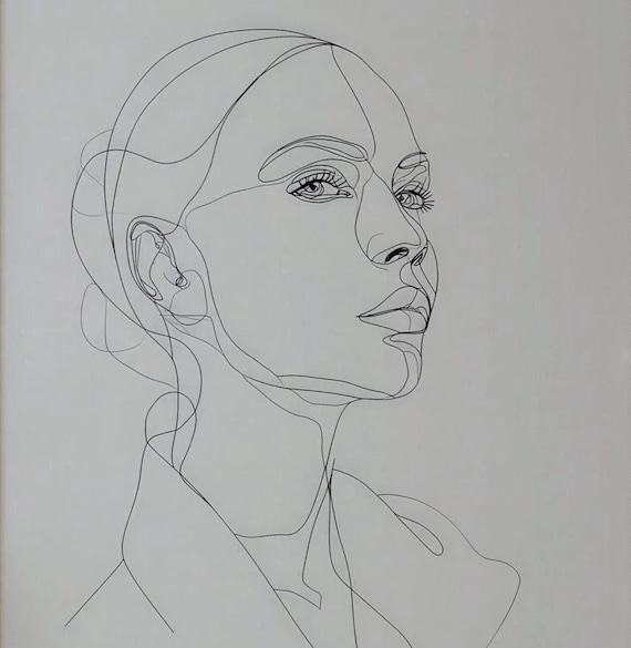 Elegant Minimalist Line Art Portrait of a Woman in Profile Poster