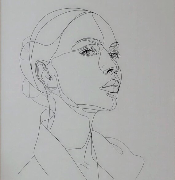 Minimalist Woman Line Art Print Modern Abstract Portrait A024x36