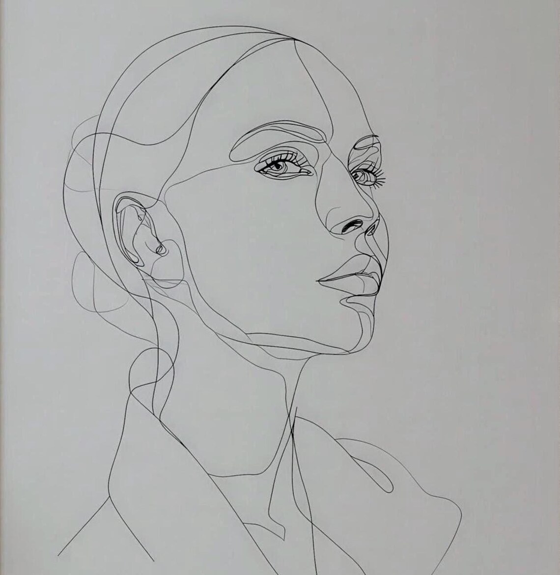 Elegant Minimalist Line Art Portrait of a Woman in Profile Poster