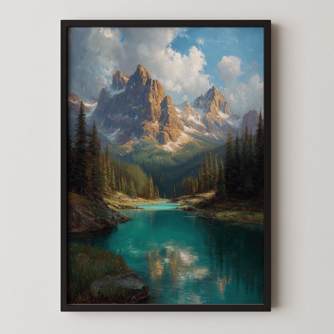 Turquoise Alpine Lake Majestic Peaks Mountain Landscape Wall Art